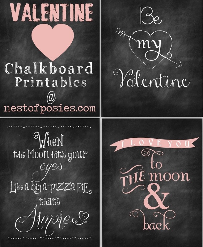Valentines chalkboard free card printable