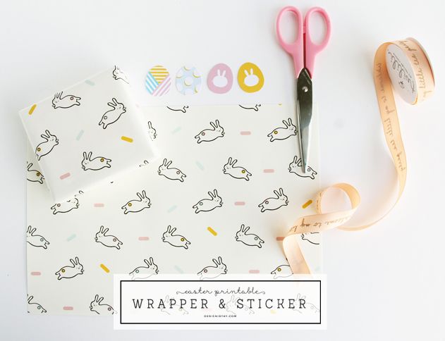 easter bunny wrapping stickers printables