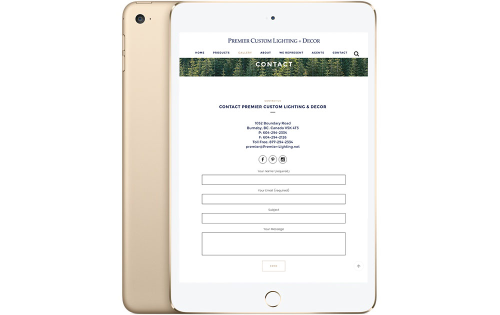 Sea Salt Web Whistler website design & web development for Premier Lighting Vancouver ipad