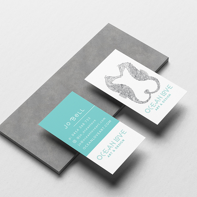 Sea Salt web design Sydney logo design business cards mockup Ocean Love Art Northern Beaches