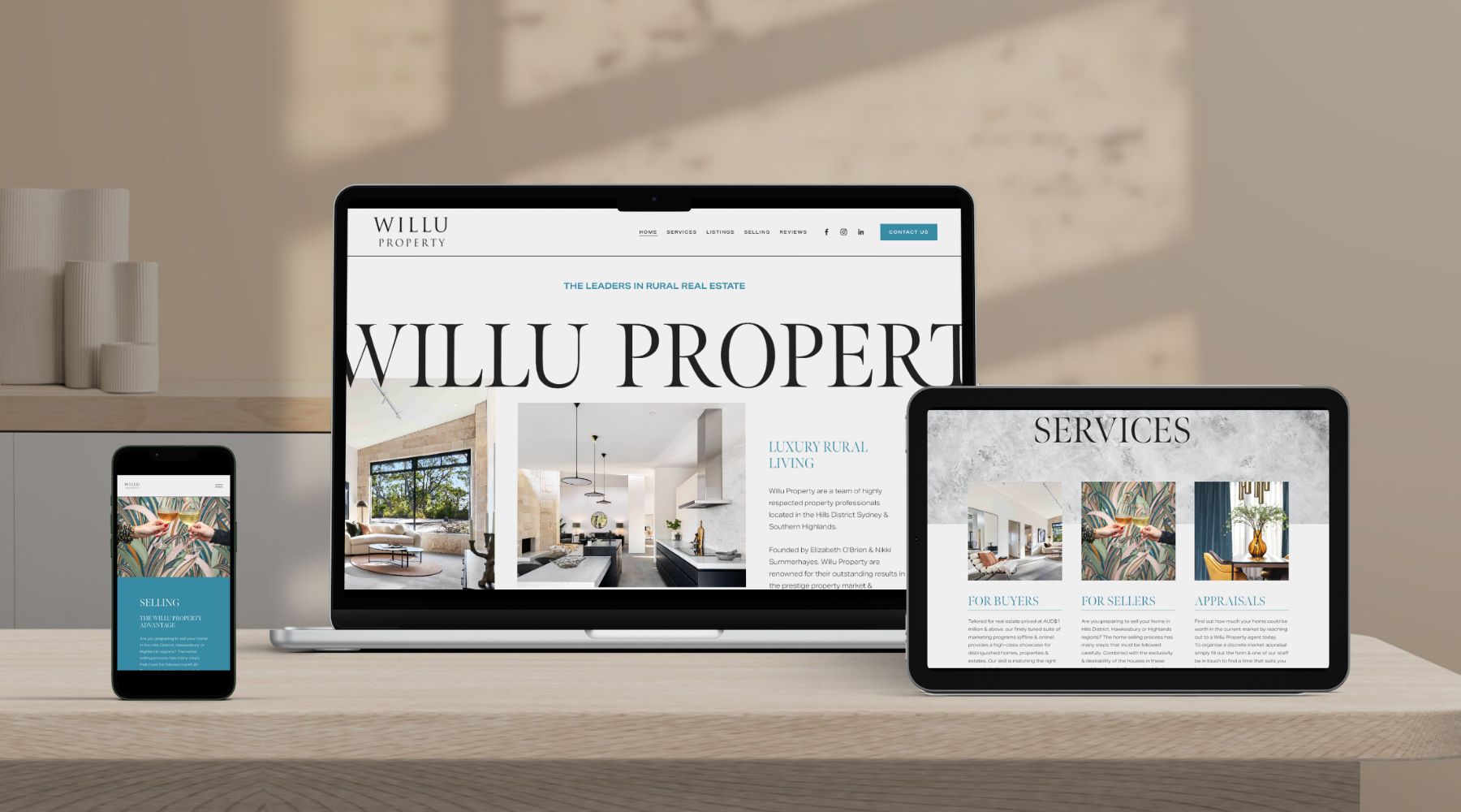 Sea Salt Web design Sydney for Willu Property Real estate agency Arcadia